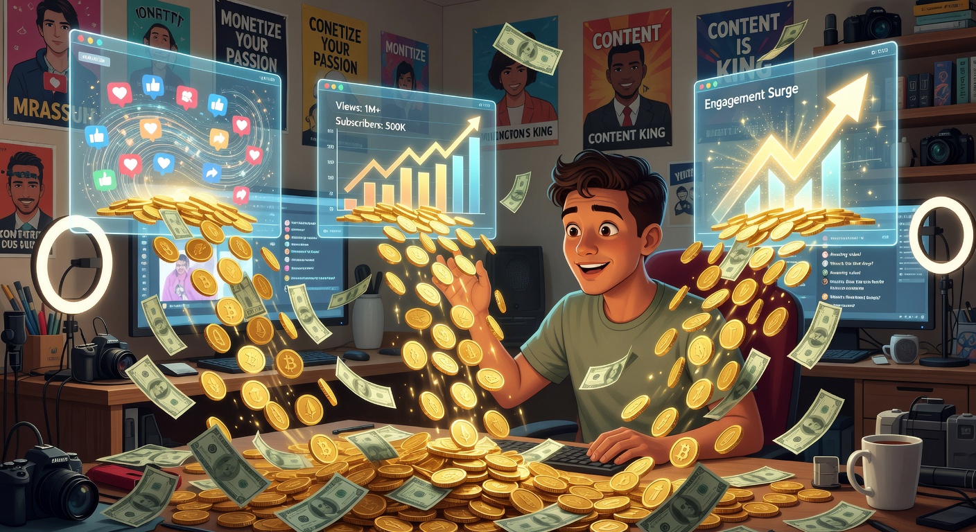 Content creator monetizing social media